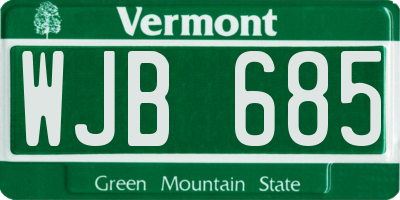 VT license plate WJB685