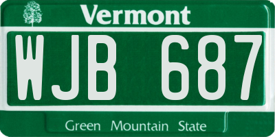 VT license plate WJB687