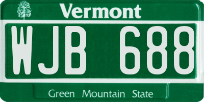 VT license plate WJB688