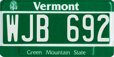 VT license plate WJB692