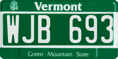 VT license plate WJB693