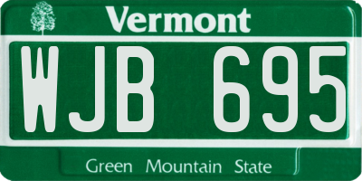 VT license plate WJB695