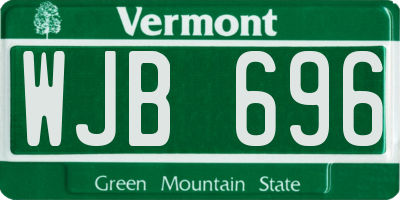 VT license plate WJB696