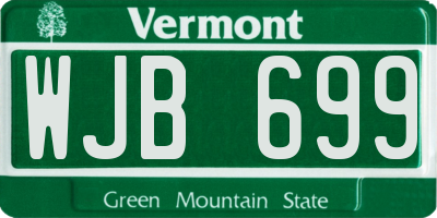 VT license plate WJB699
