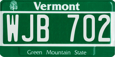 VT license plate WJB702