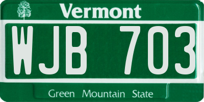 VT license plate WJB703