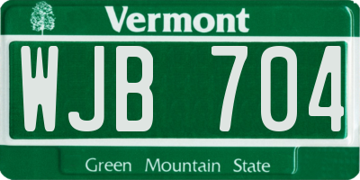 VT license plate WJB704