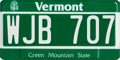 VT license plate WJB707