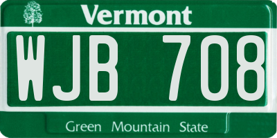VT license plate WJB708