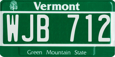 VT license plate WJB712