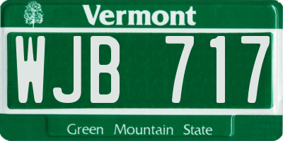 VT license plate WJB717