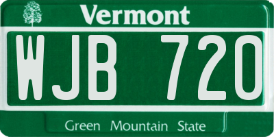 VT license plate WJB720