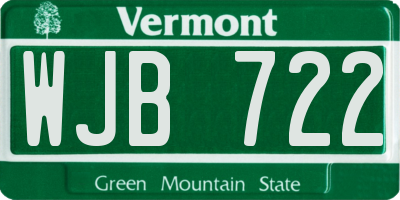 VT license plate WJB722