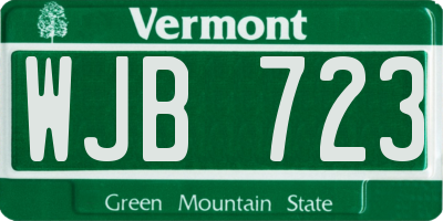 VT license plate WJB723