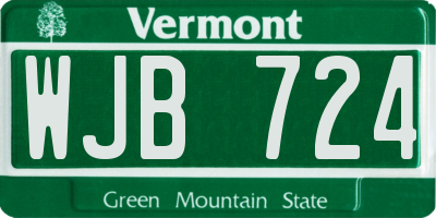 VT license plate WJB724