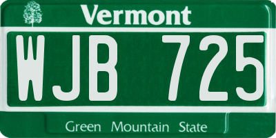 VT license plate WJB725