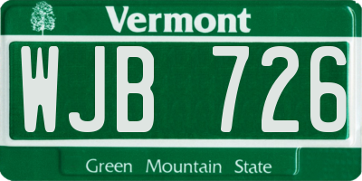 VT license plate WJB726