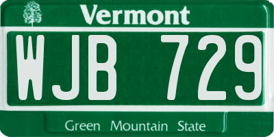 VT license plate WJB729