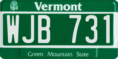 VT license plate WJB731