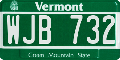 VT license plate WJB732