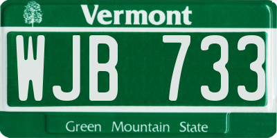 VT license plate WJB733