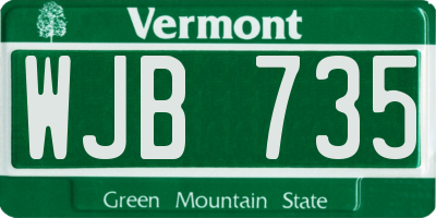 VT license plate WJB735