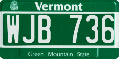 VT license plate WJB736