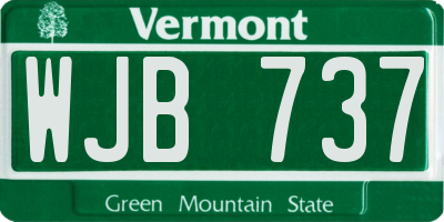 VT license plate WJB737