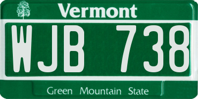 VT license plate WJB738
