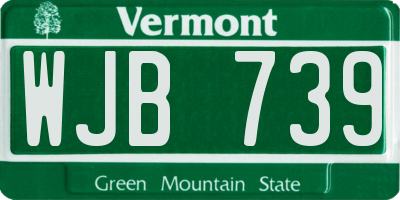 VT license plate WJB739