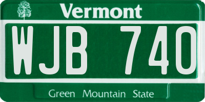 VT license plate WJB740