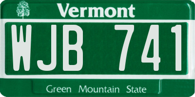 VT license plate WJB741