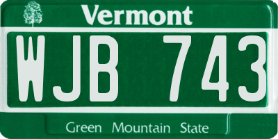 VT license plate WJB743