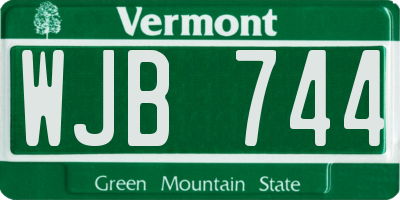 VT license plate WJB744