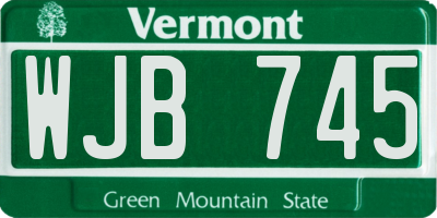 VT license plate WJB745