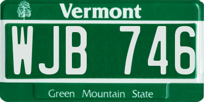 VT license plate WJB746