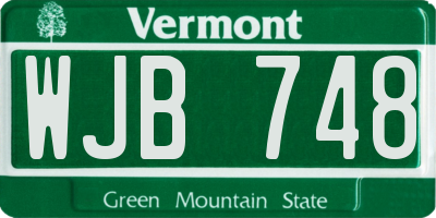 VT license plate WJB748
