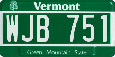 VT license plate WJB751