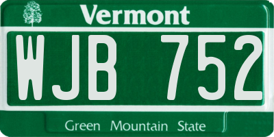 VT license plate WJB752