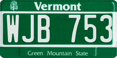 VT license plate WJB753