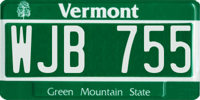 VT license plate WJB755