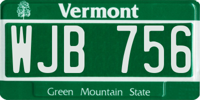 VT license plate WJB756
