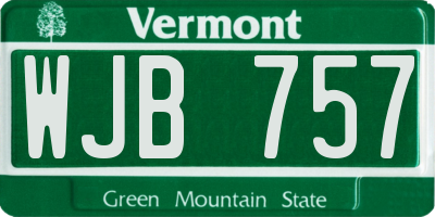 VT license plate WJB757