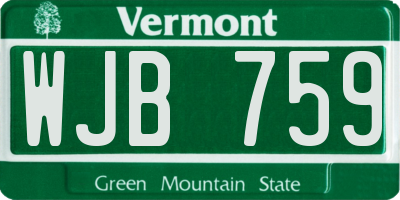 VT license plate WJB759