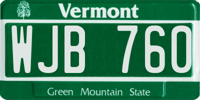 VT license plate WJB760