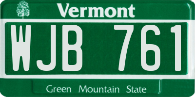 VT license plate WJB761