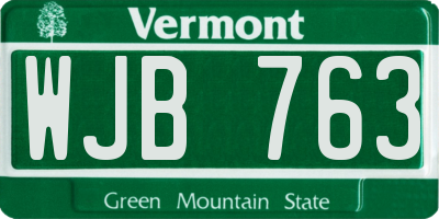 VT license plate WJB763