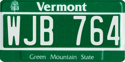 VT license plate WJB764