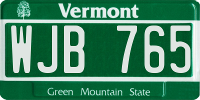 VT license plate WJB765