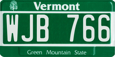 VT license plate WJB766